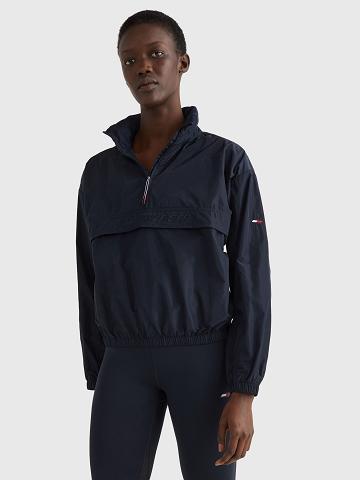 Női Tommy Hilfiger Half-Zip Anorak Kabát Kék | HU 178JPQ